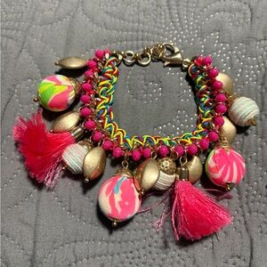 Lilly Pulitzer Hot Pink Multicolor Tassel Charm Bracelet